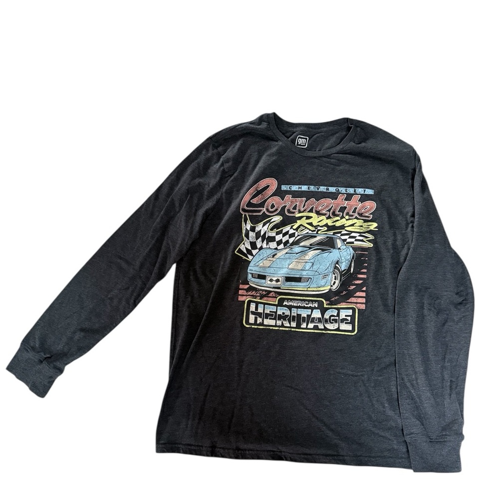 Corvette Graphic Gray Long Sleeve Shirt